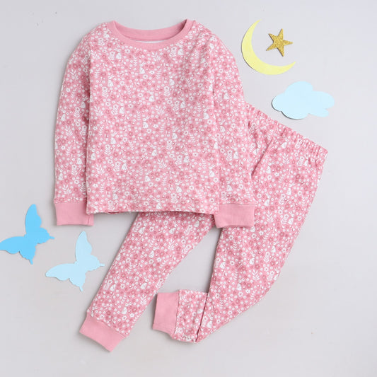 Kids Night Wear Sets Pink Rabbit