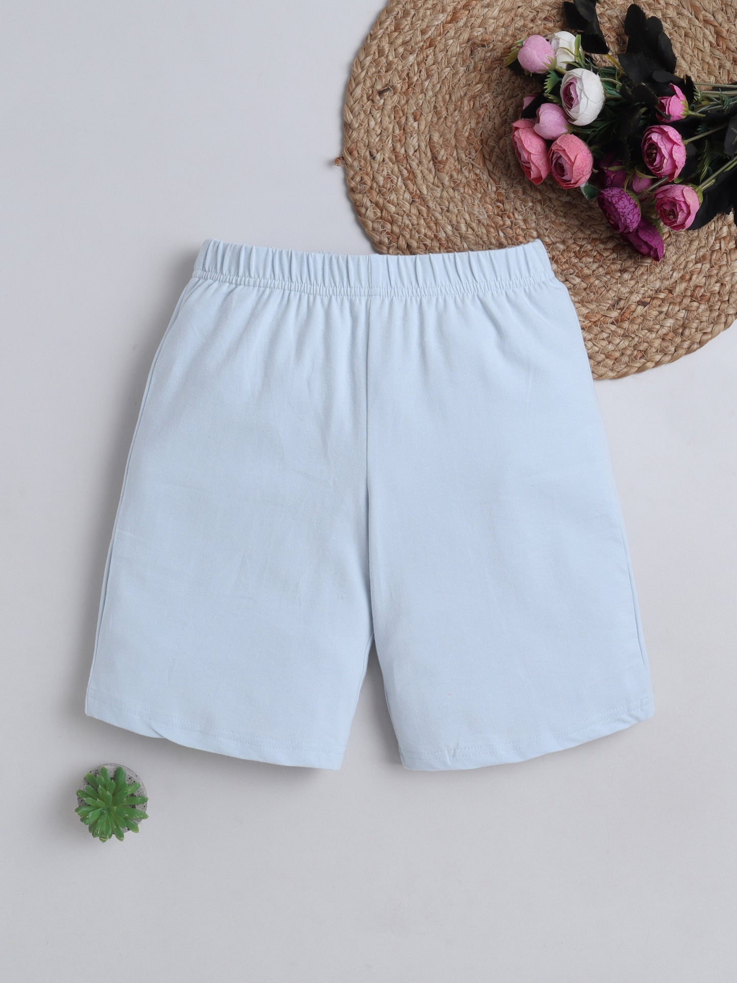 Unisex Solid Shorts - Light Blue
