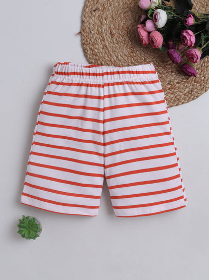 Unisex Solid Shorts - Dark Orange Stripes