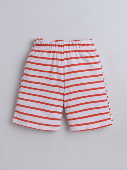 Unisex Solid Shorts - Dark Orange Stripes