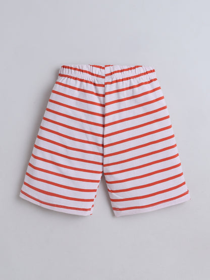 Unisex Solid Shorts - Dark Orange Stripes