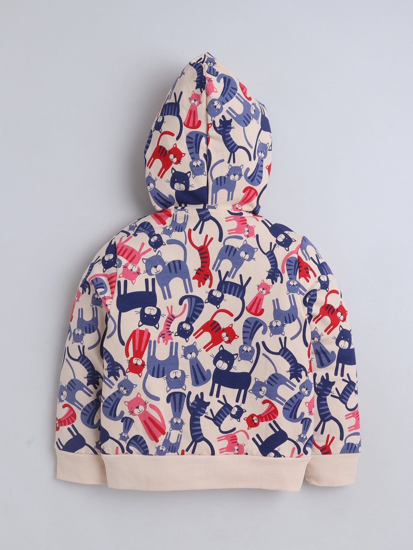 Unisex Printed Winter Hoodie – Cream Cat