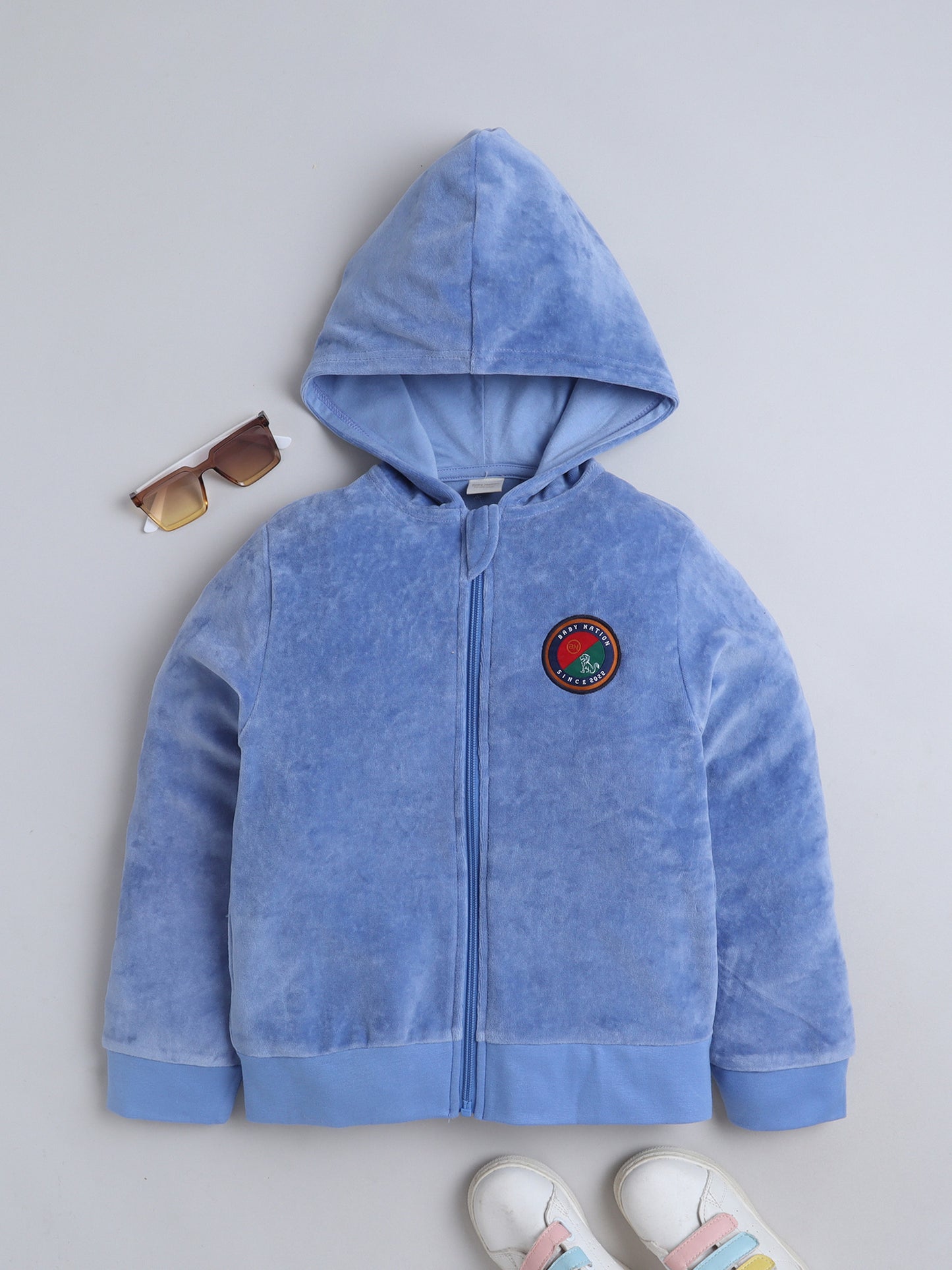 Unisex Printed Winter Hoodie - Blue Badge