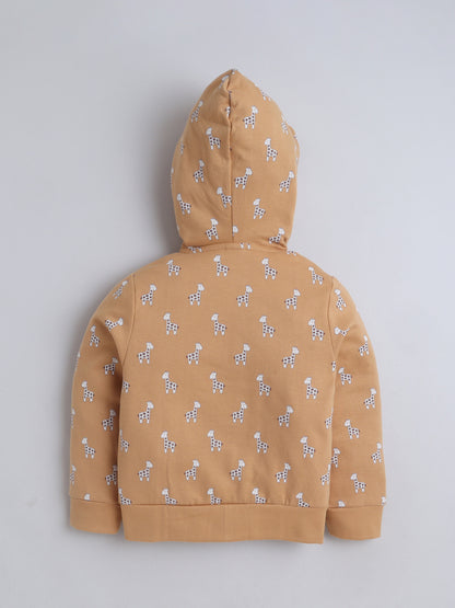 Unisex Printed Winter Hoodie – Yellow Giraffee