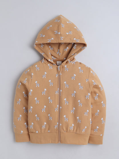 Unisex Printed Winter Hoodie – Yellow Giraffee