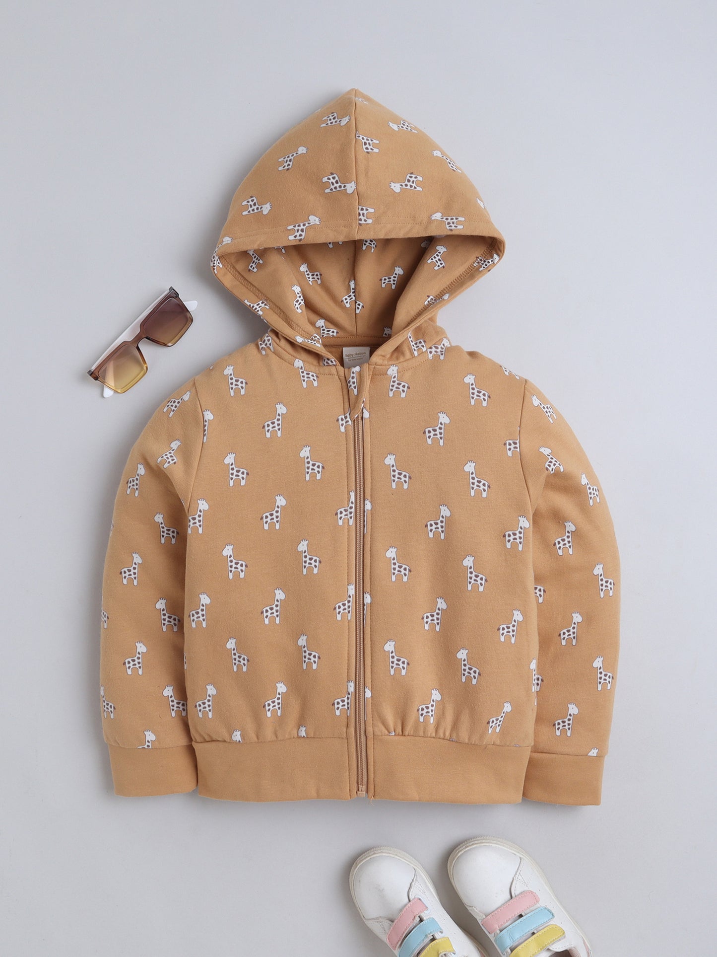 Unisex Printed Winter Hoodie – Yellow Giraffee