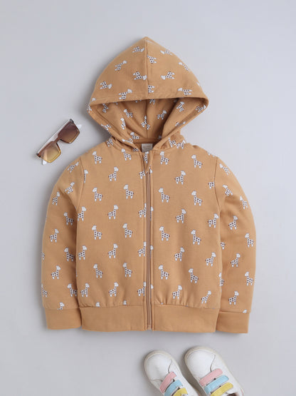 Unisex Printed Winter Hoodie – Yellow Giraffee