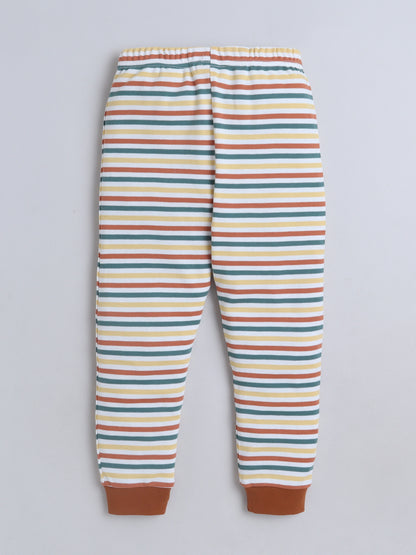 Baby Nation Kids Printed Cotton Night Suit Set- Rainbow Stripes