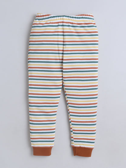 Baby Nation Kids Printed Cotton Night Suit Set- Rainbow Stripes
