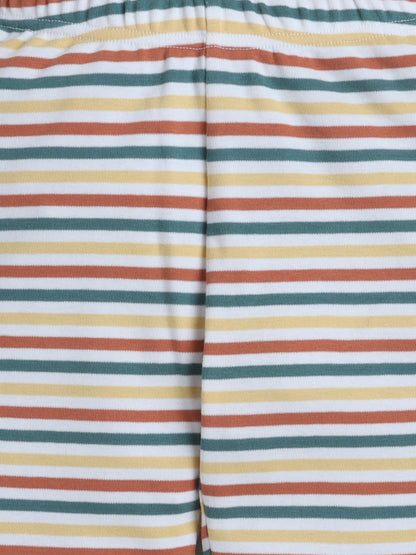 Baby Nation Kids Printed Cotton Night Suit Set- Rainbow Stripes