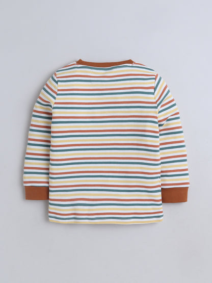 Baby Nation Kids Printed Cotton Night Suit Set- Rainbow Stripes