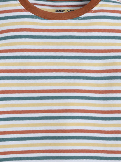 Baby Nation Kids Printed Cotton Night Suit Set- Rainbow Stripes