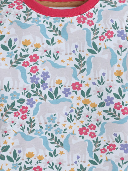 Baby Nation Kids Printed Cotton Night Suit Set- White Unicorn