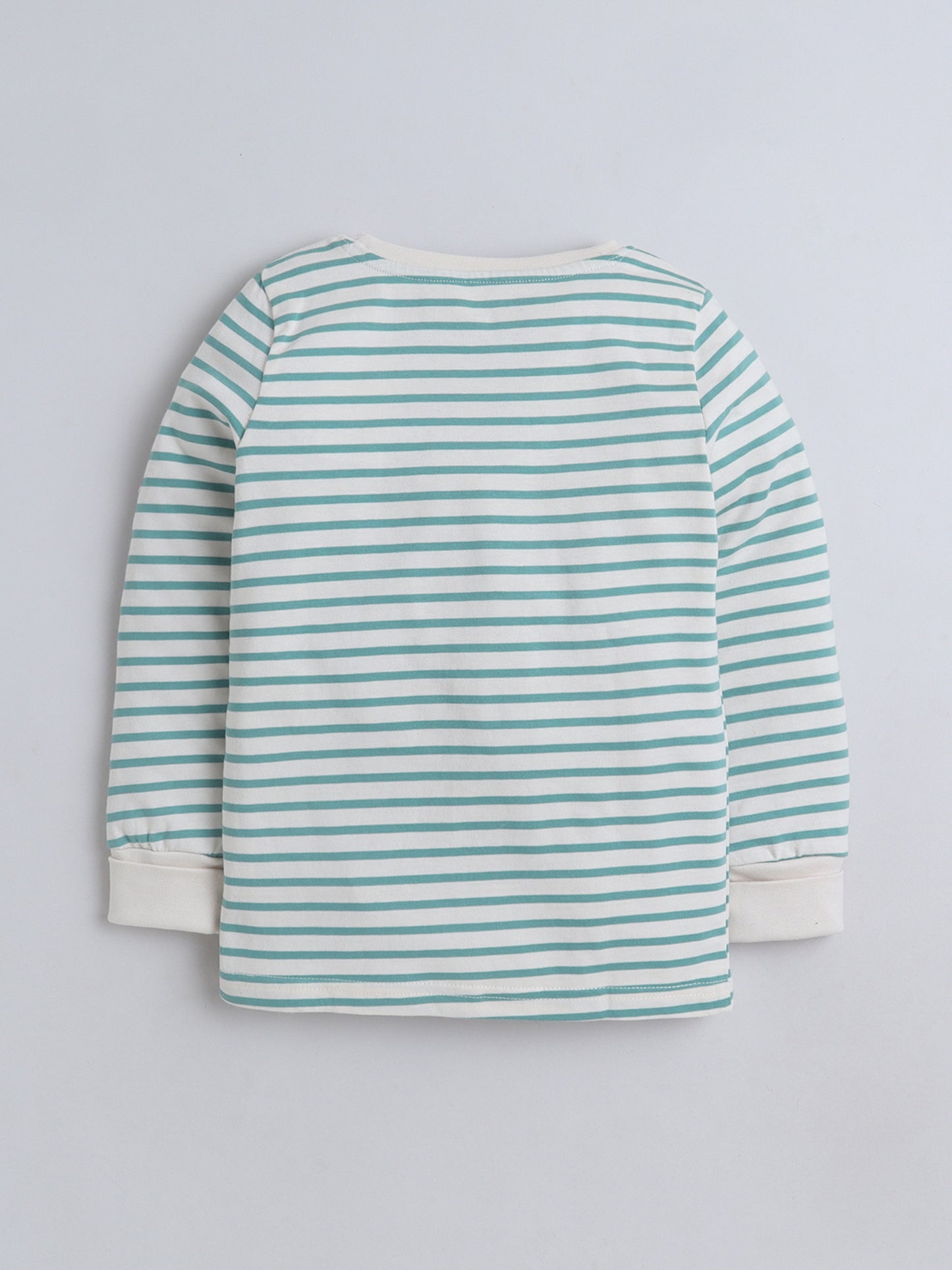 Baby Nation Kids Printed Cotton Night Suit Set- Green Stripes