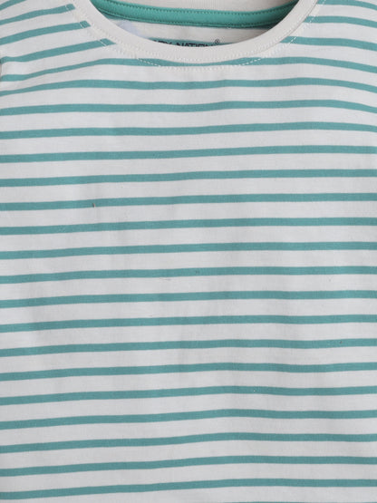 Baby Nation Kids Printed Cotton Night Suit Set- Green Stripes