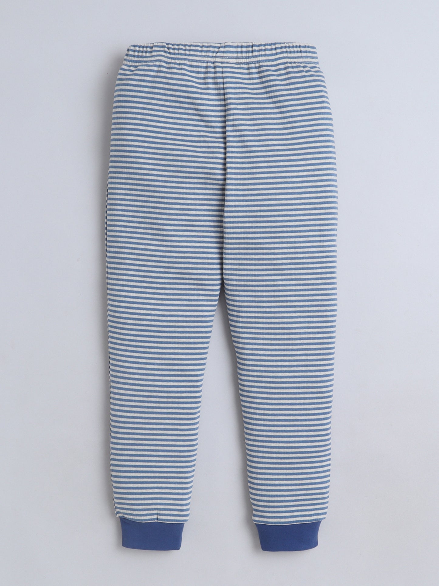 Baby Nation Kids Printed Cotton Night Suit Set- Navy Stripes