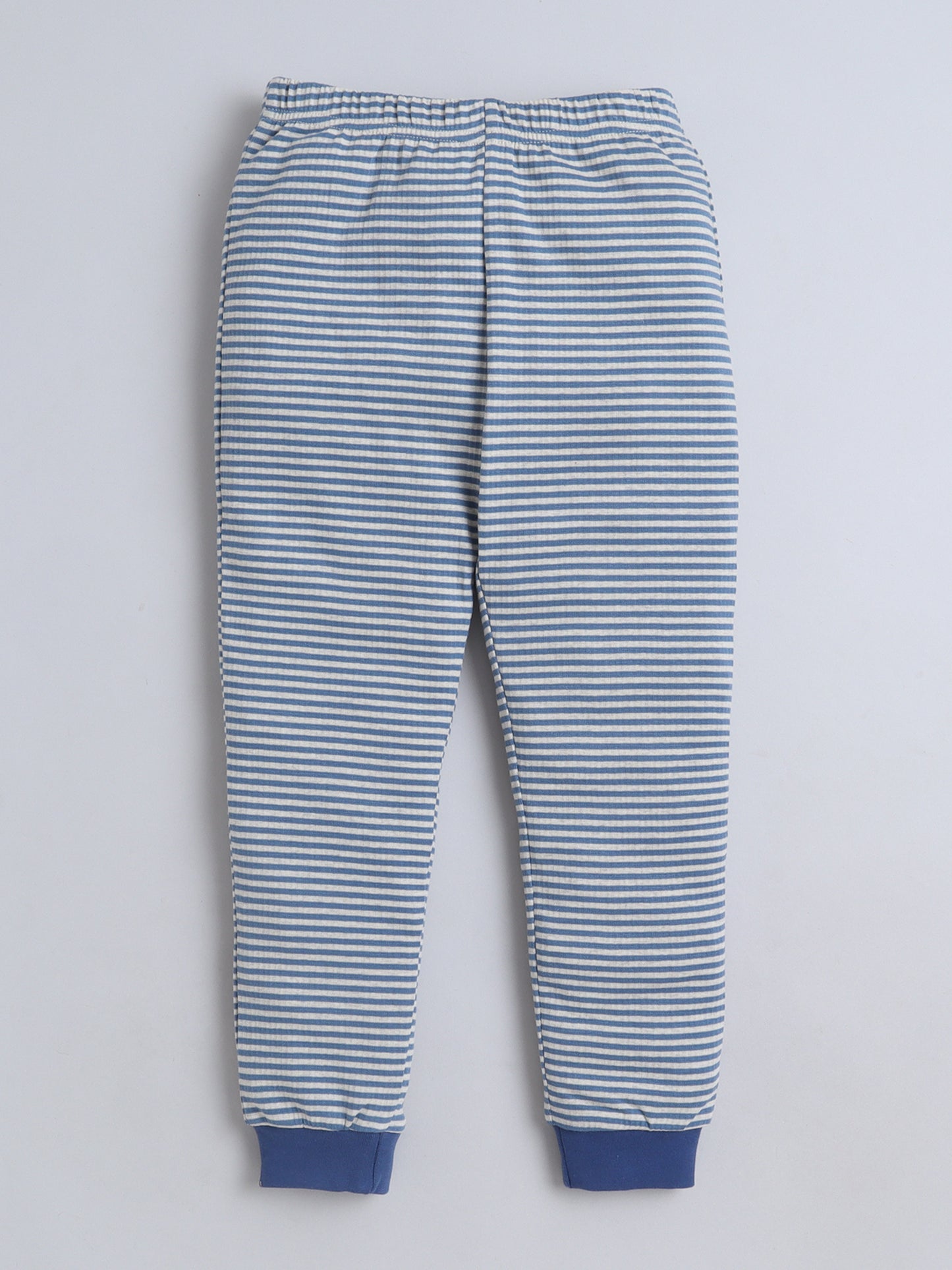 Baby Nation Kids Printed Cotton Night Suit Set- Navy Stripes