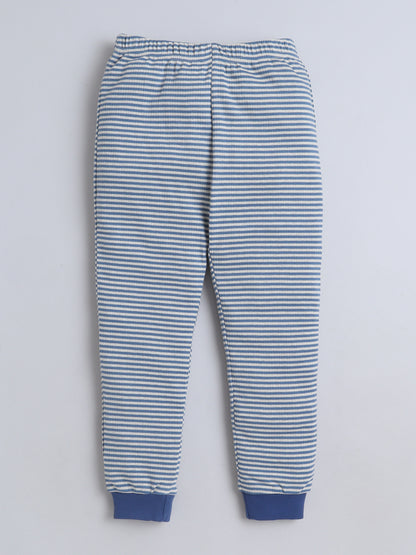 Baby Nation Kids Printed Cotton Night Suit Set- Navy Stripes