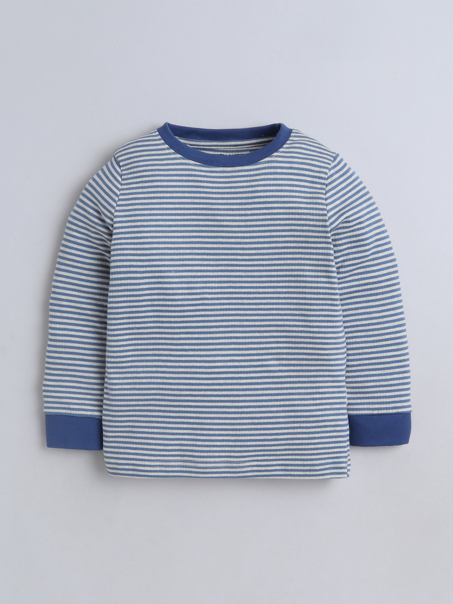 Baby Nation Kids Printed Cotton Night Suit Set- Navy Stripes