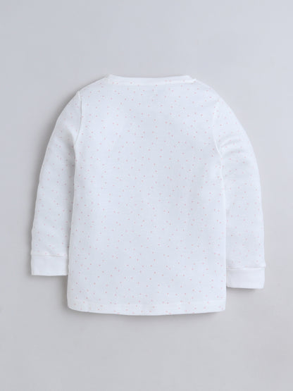 Baby Nation Kids Printed Cotton Night Suit Set- White Dot