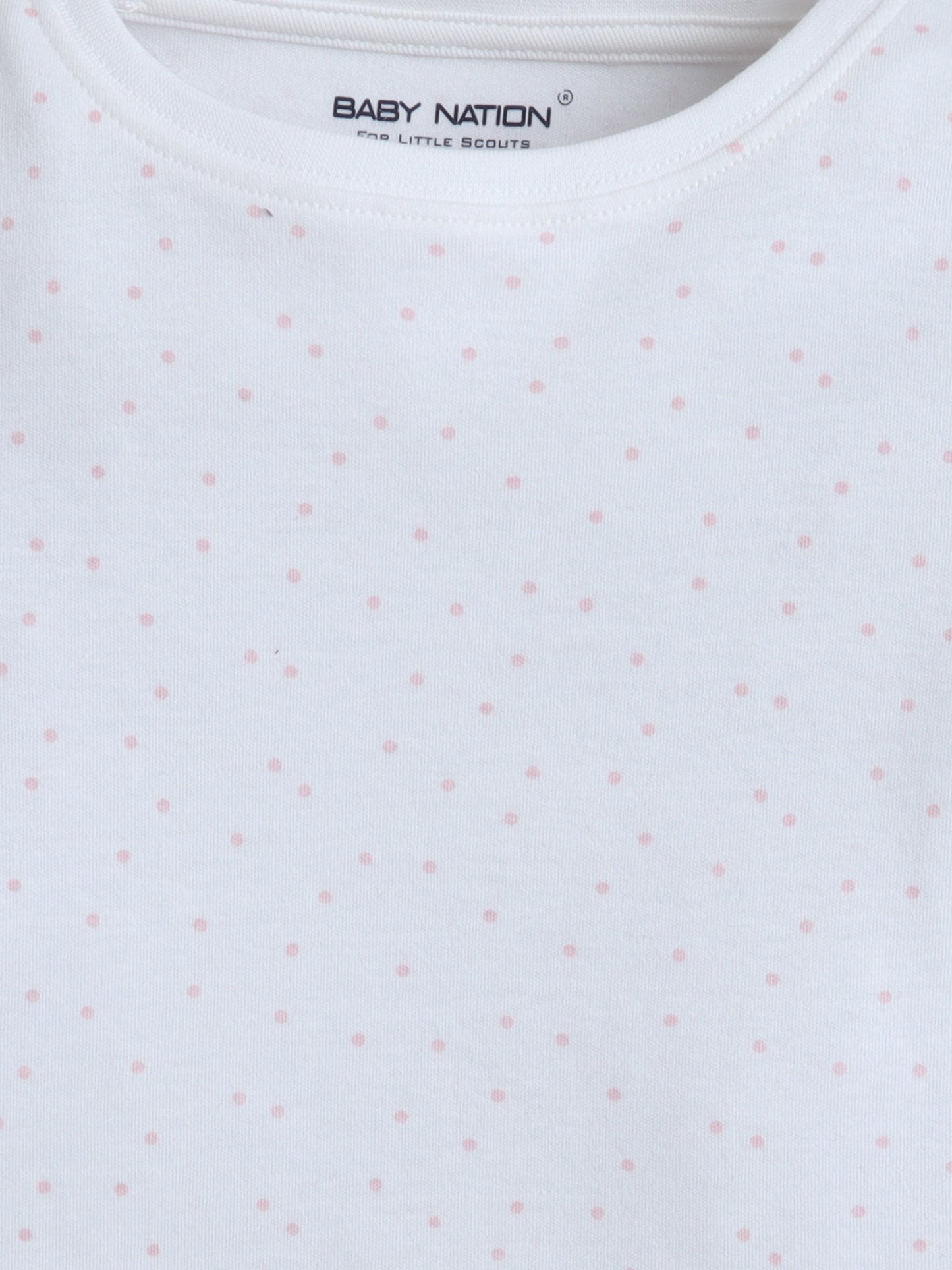 Baby Nation Kids Printed Cotton Night Suit Set- White Dot