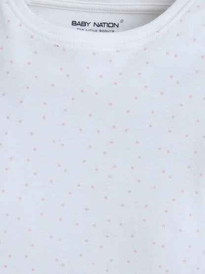 Baby Nation Kids Printed Cotton Night Suit Set- White Dot