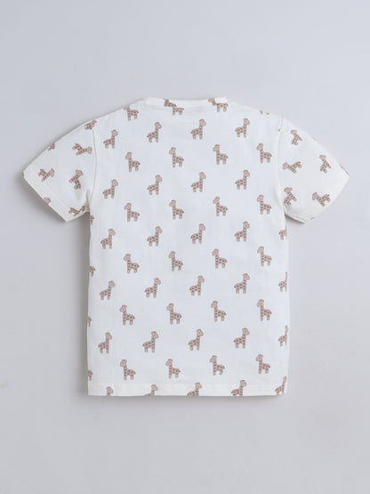 Baby Nation Cotton Knit Half Sleeve Coord Short Set - Giraffee Toy
