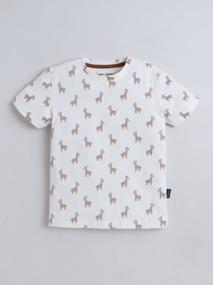 Baby Nation Cotton Knit Half Sleeve Coord Short Set - Giraffee Toy