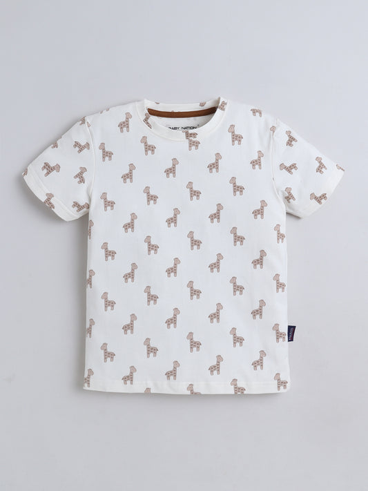 Baby Nation Cotton Knit Half Sleeve Coord Short Set - Giraffee Toy