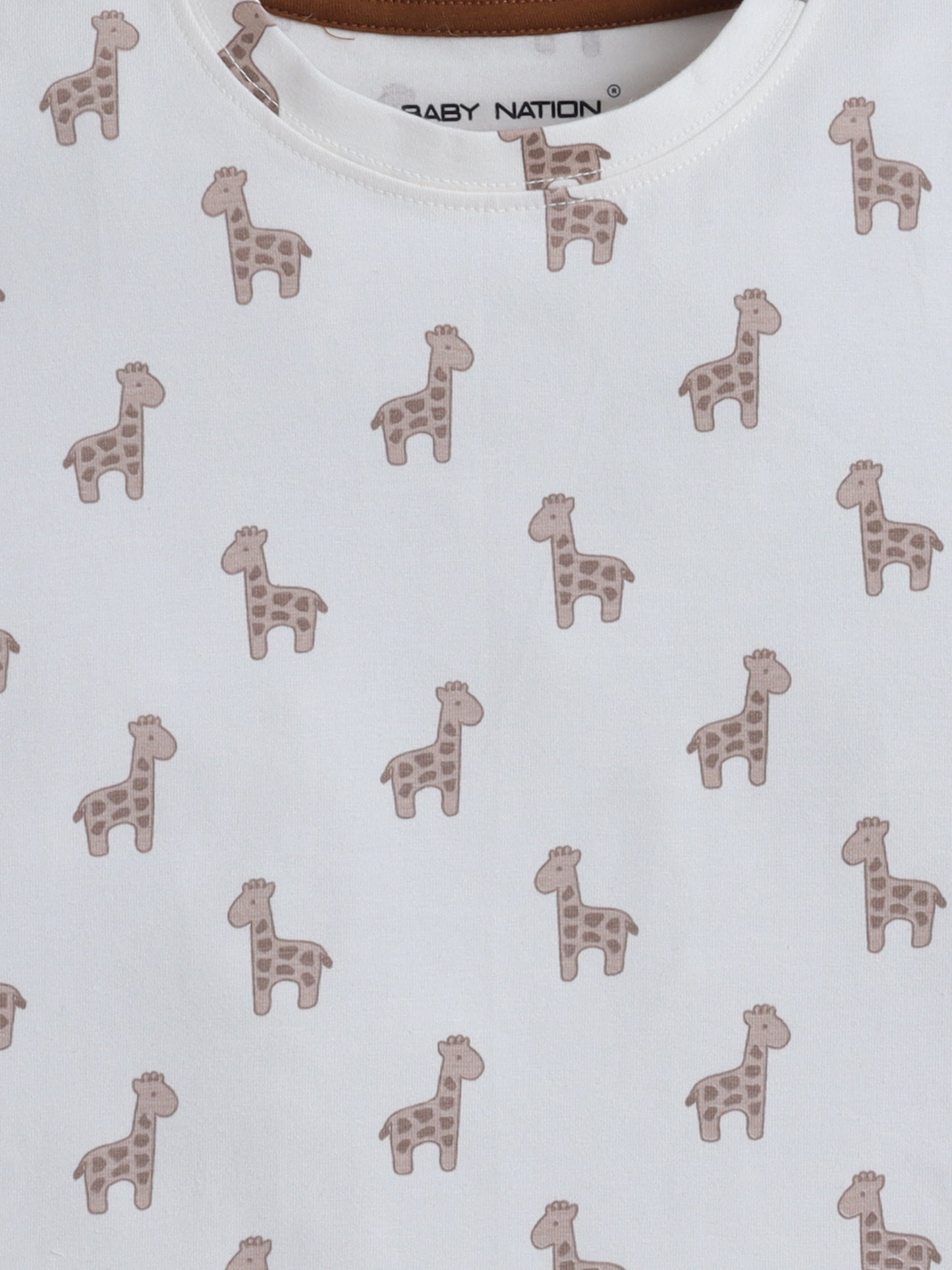 Baby Nation Cotton Knit Half Sleeve Coord Short Set - Giraffee Toy