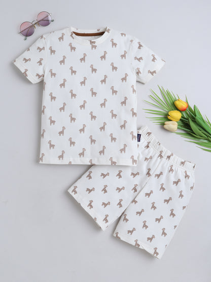 Baby Nation Cotton Knit Half Sleeve Coord Short Set - Giraffee Toy