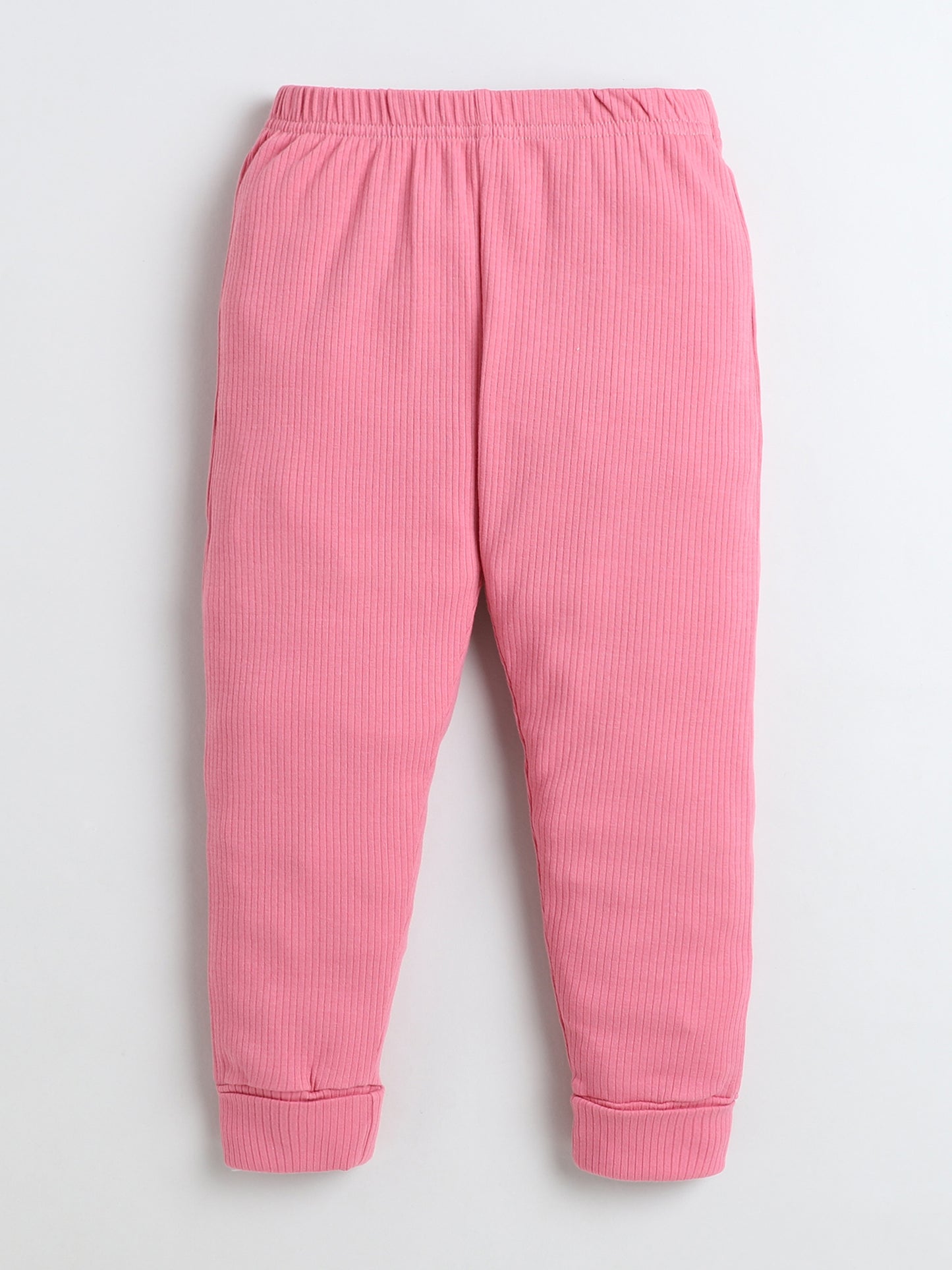 Baby Nation Kids Printed Cotton Night Suit Set- Pink Solid