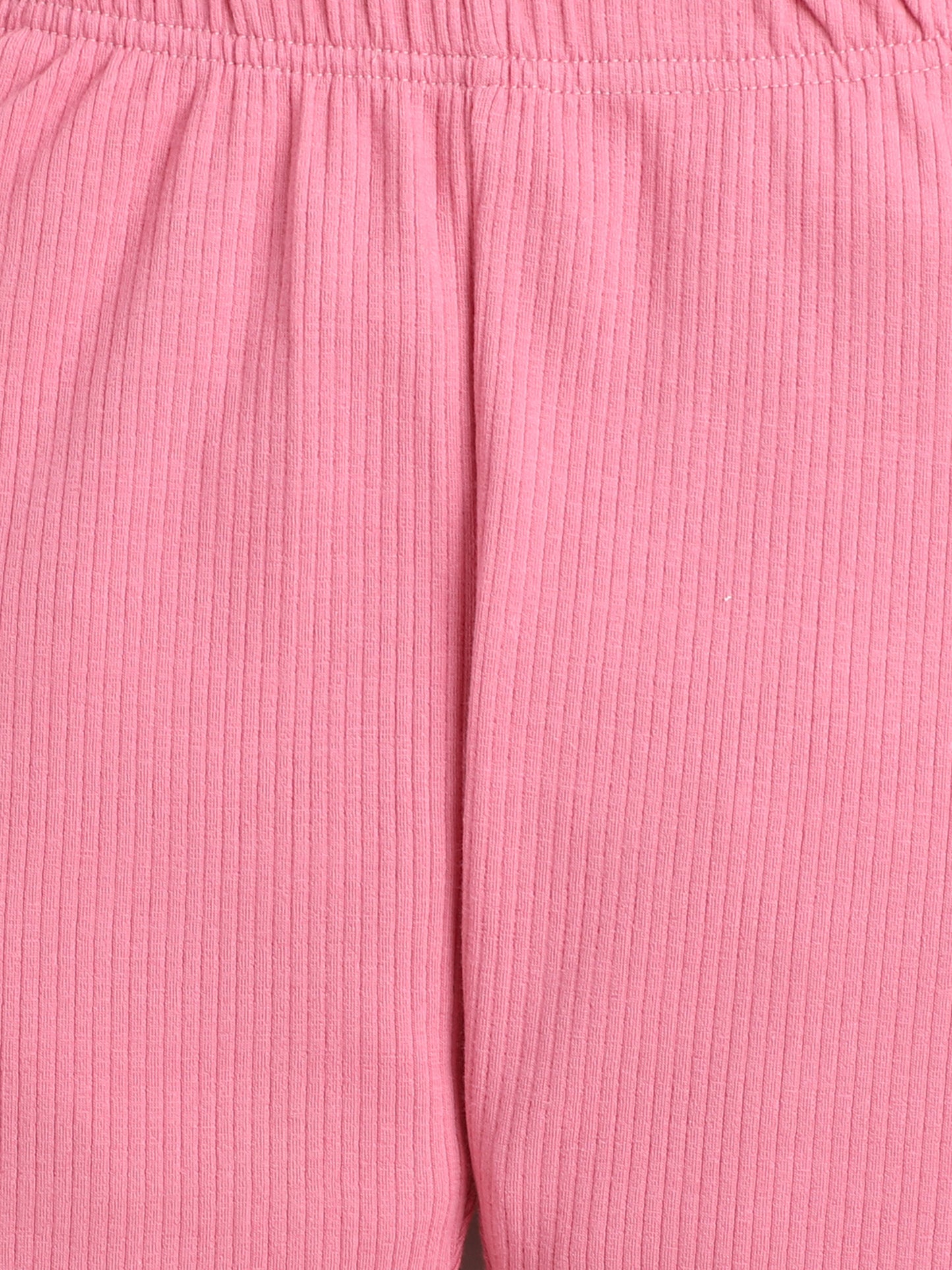 Baby Nation Kids Printed Cotton Night Suit Set- Pink Solid