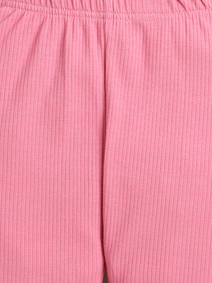 Baby Nation Kids Printed Cotton Night Suit Set- Pink Solid