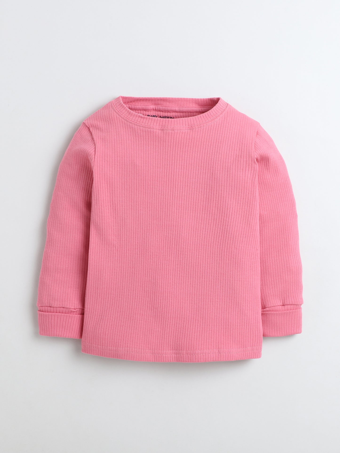 Baby Nation Kids Printed Cotton Night Suit Set- Pink Solid