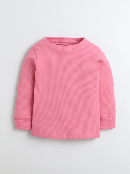 Baby Nation Kids Printed Cotton Night Suit Set- Pink Solid