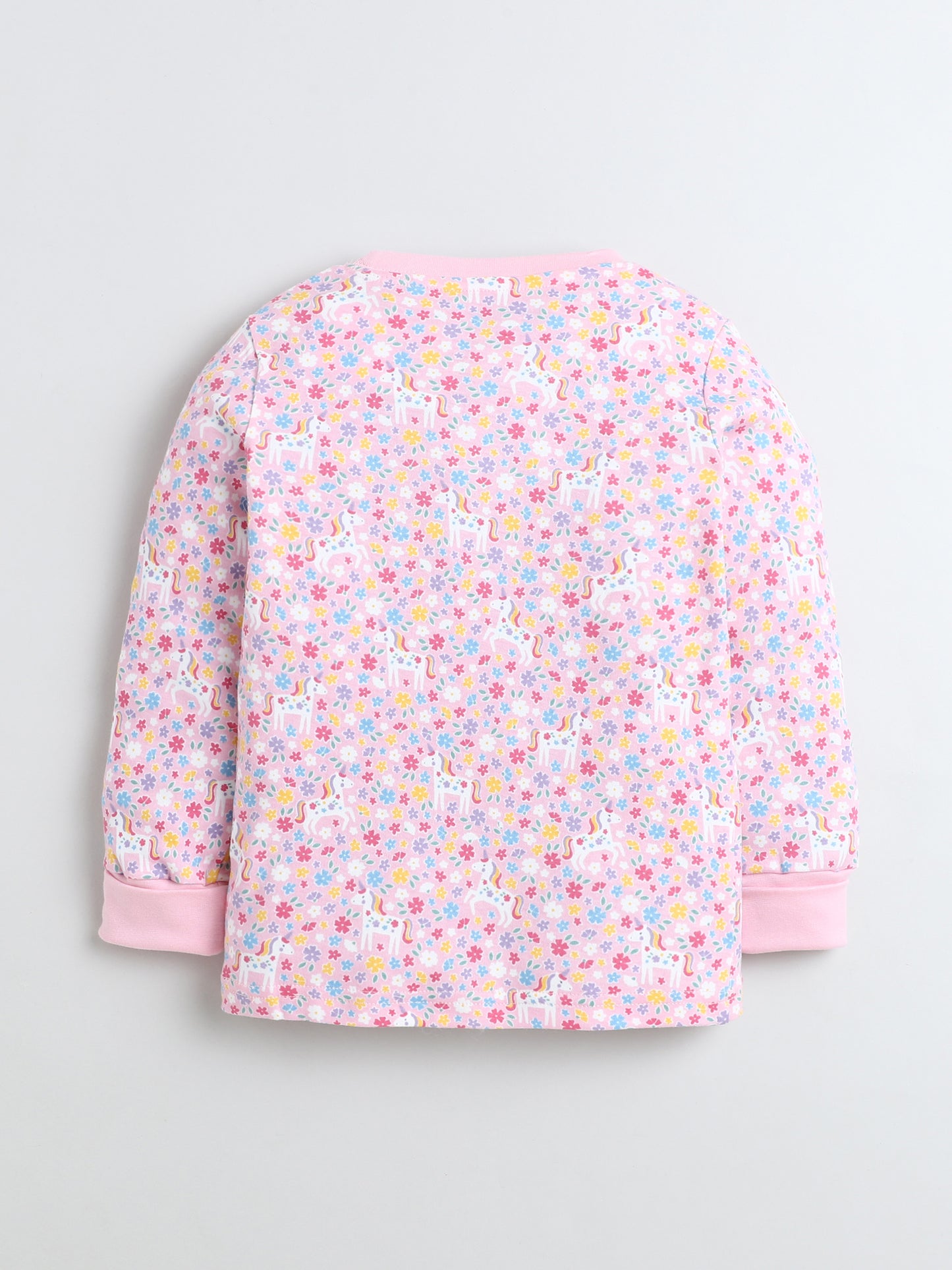 Baby Nation Kids Printed Cotton Night Suit Set- Pink Unicorn