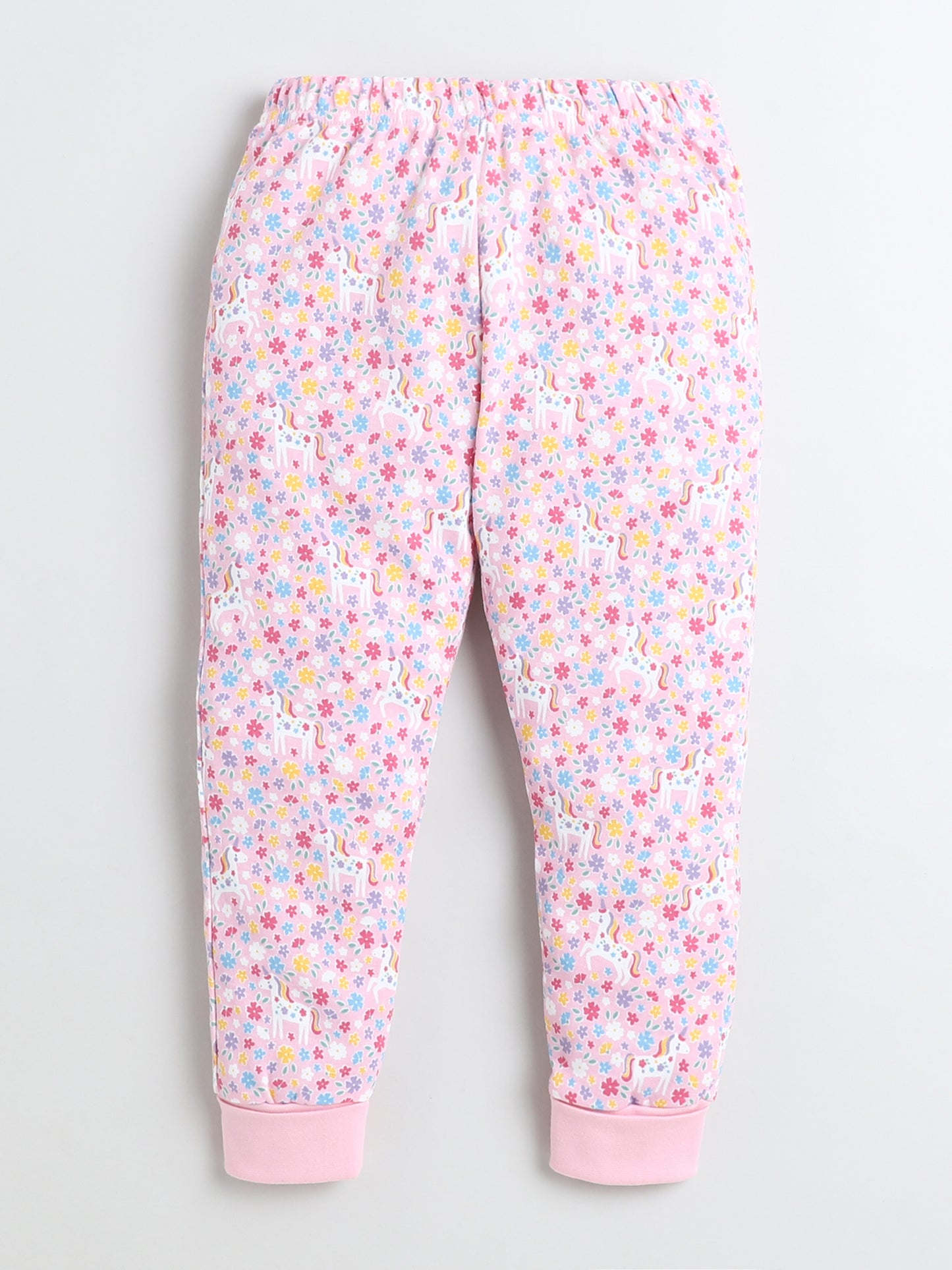 Baby Nation Kids Printed Cotton Night Suit Set- Pink Unicorn