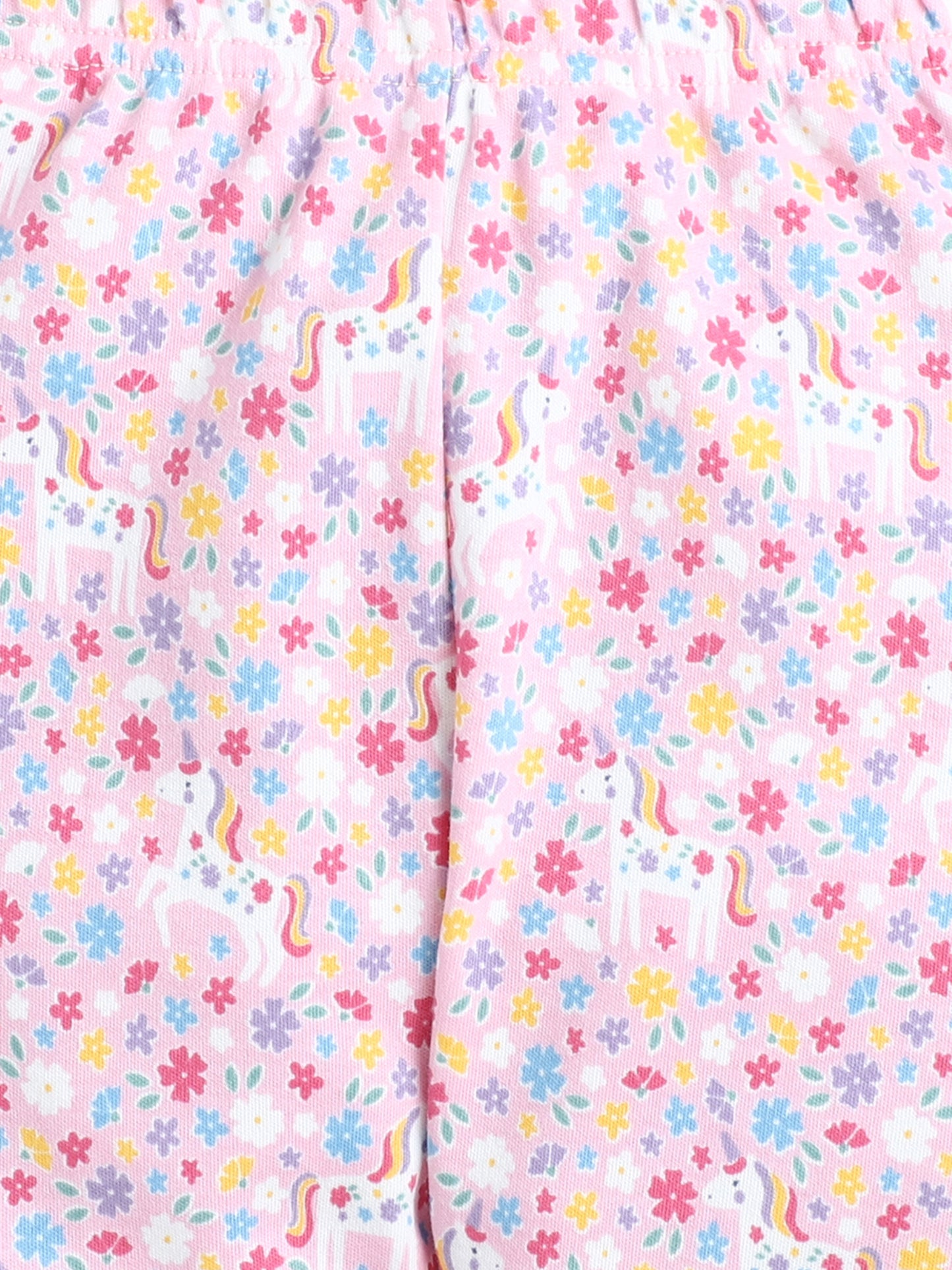 Baby Nation Kids Printed Cotton Night Suit Set- Pink Unicorn