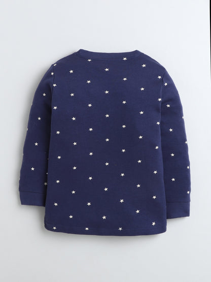 Baby Nation Kids Printed Cotton Night Suit Set- Navy Star Print