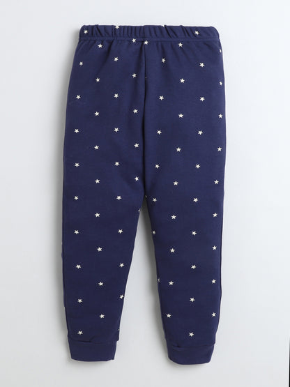 Baby Nation Kids Printed Cotton Night Suit Set- Navy Star Print