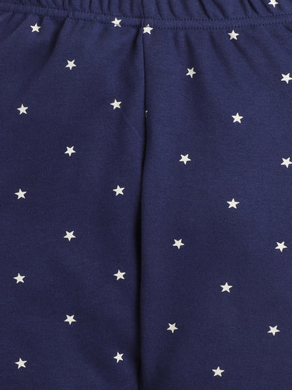 Baby Nation Kids Printed Cotton Night Suit Set- Navy Star Print