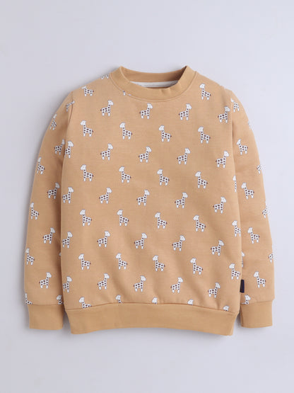 Unisex Kids Giraffe Print Sweatshirt – Mustard