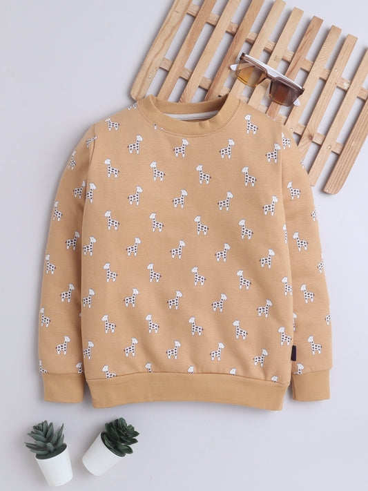 Unisex Kids Giraffe Print Sweatshirt – Mustard