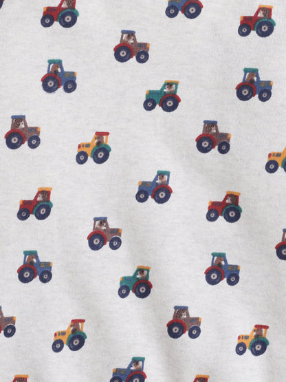 Unisex Kids Tractor Print Sweatshirt – Beige