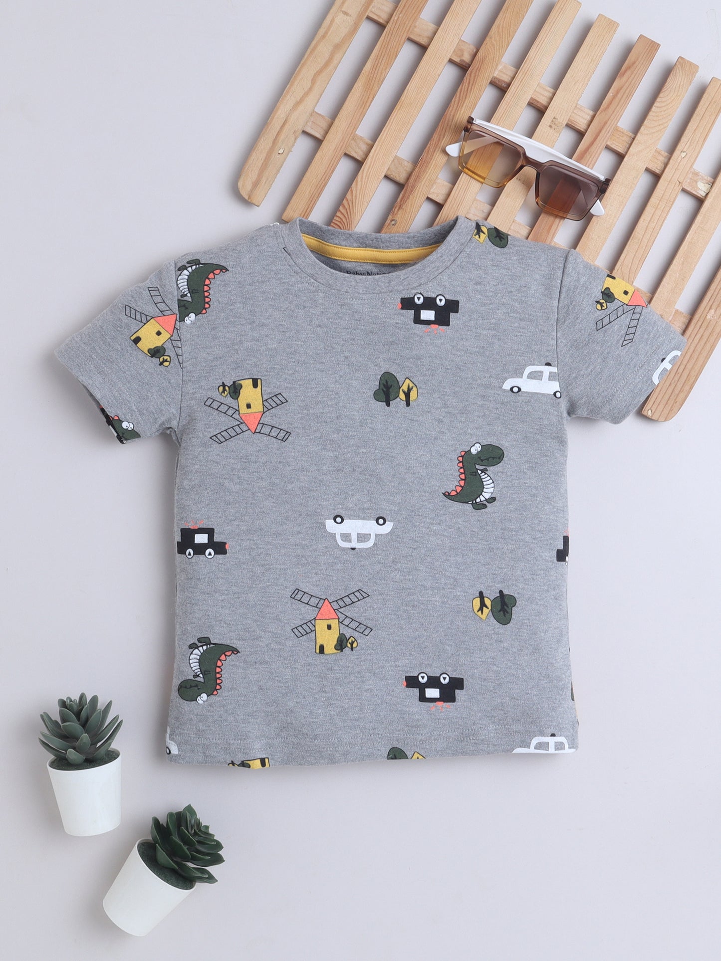 Boys T-Shirt - Grey Dino