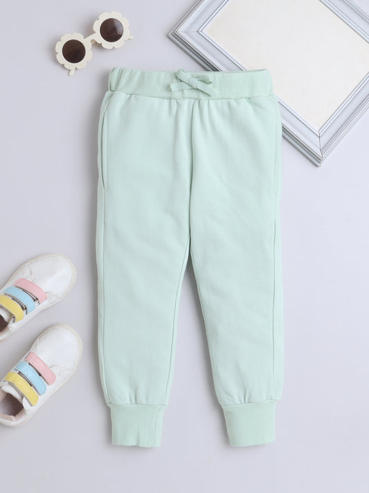 Boys Mint Green Cotton Joggers