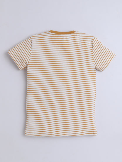 Boys T-Shirt - Yellow Dino Striped