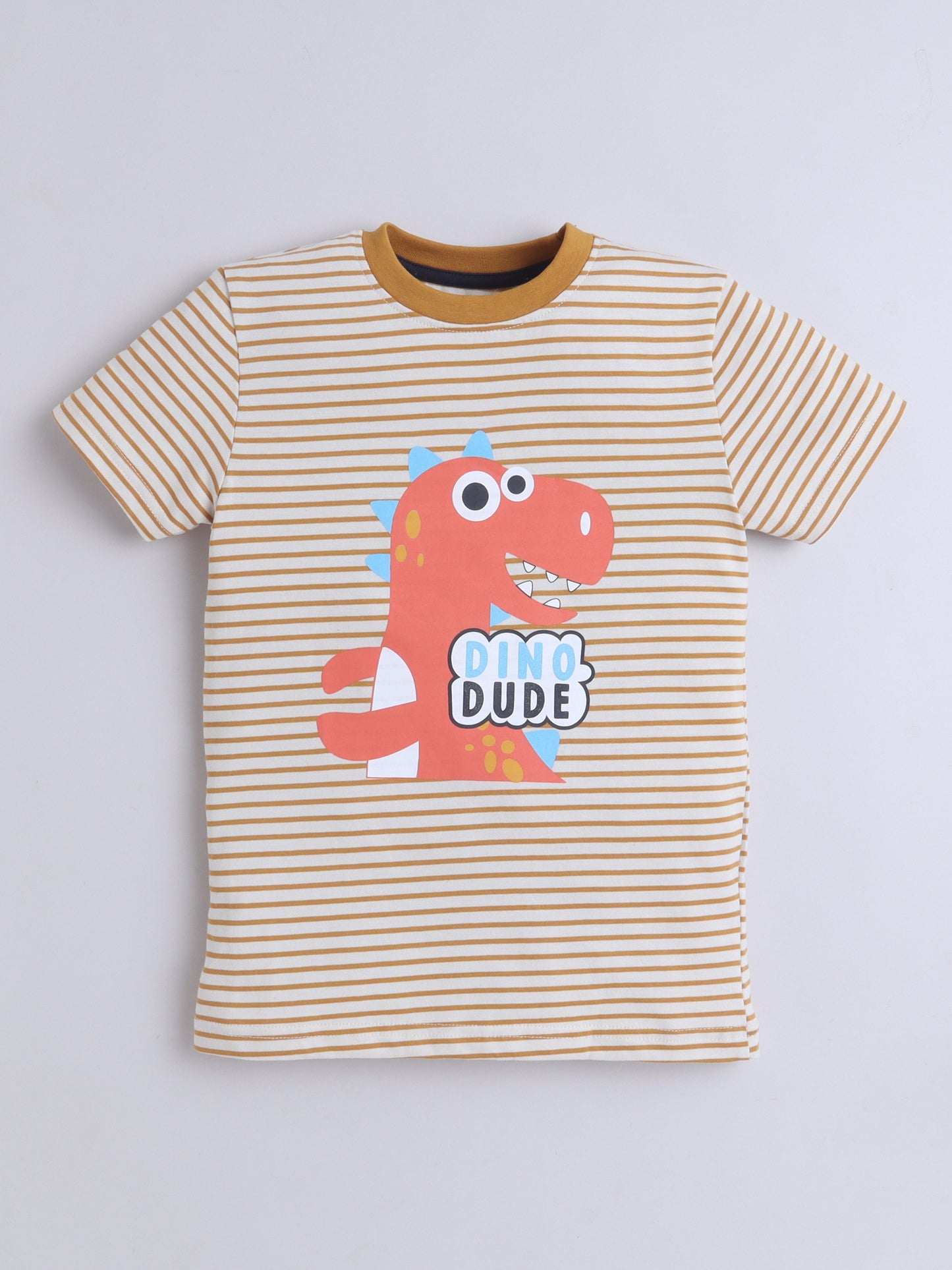 Boys T-Shirt - Yellow Dino Striped
