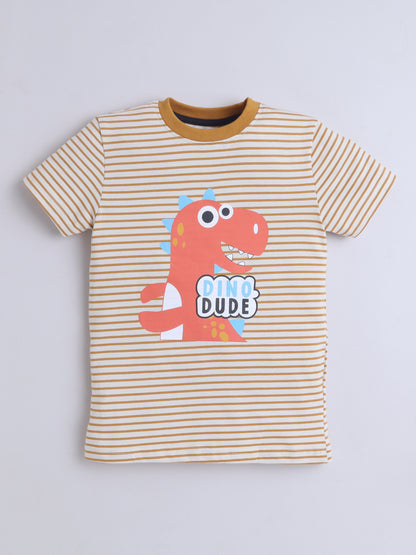 Boys T-Shirt - Yellow Dino Striped